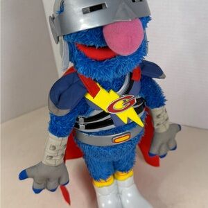 Vtg Sesame Street Super Grover Plush Figure 16" Toy w/ Cape & Armor untested